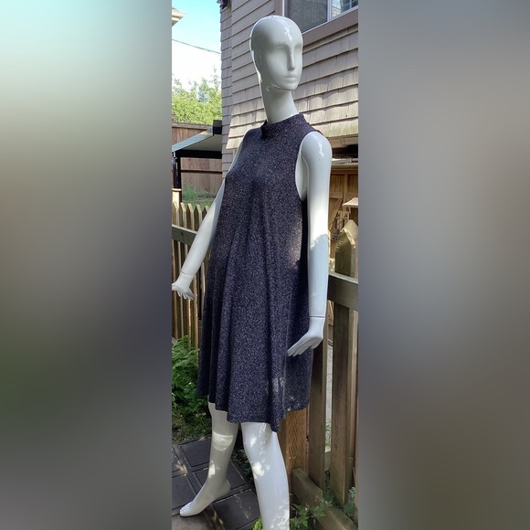 Retro sleeveless cocktail swing dress, black threaded with silver,, XL - Picture 3 of 16